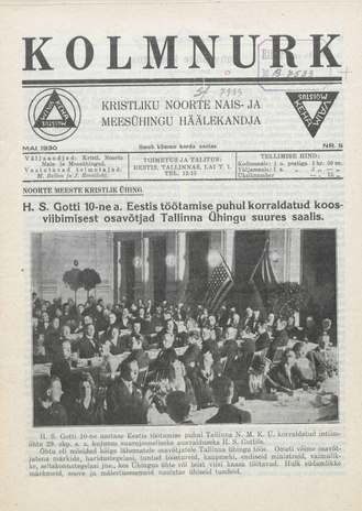 Kolmnurk : Kristlikute Noorte Nais- ja Meesühingute häälekandja ; 5 1930-05