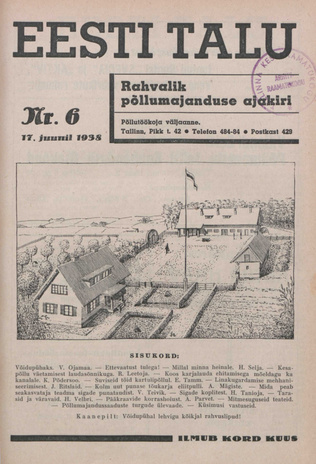 Eesti Talu : rahvalik põllumajanduse ajakiri ; 6 1938-06-17