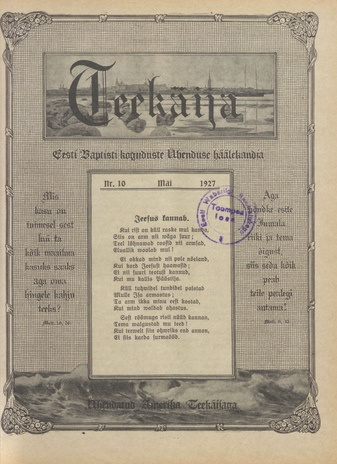 Teekäija : Eesti Baptisti Koguduse Ühenduse häälekandja ; 10 1927-05-15