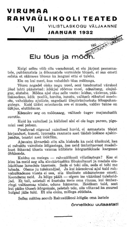Virumaa Rahvaülikooli Teated ; 7 1932-01
