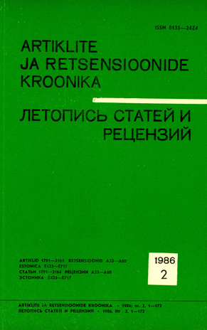 Artiklite ja Retsensioonide Kroonika = Летопись статей и рецензий ; 2 1986-02