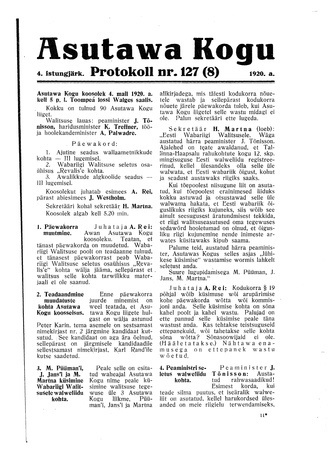 Asutawa Kogu protokoll nr.127 (8) (4. mai 1920)