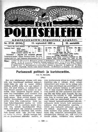Eesti Politseileht ; 37-38 1923