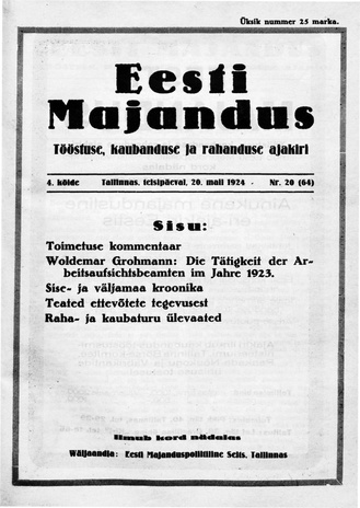 Eesti Majandus ; 20 1924-05-20