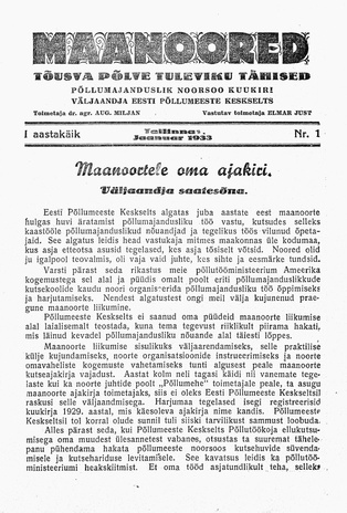 Maanoored ; 1 1933-01