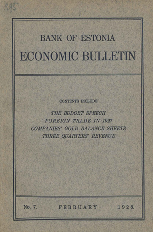 Economic bulletin : Bank of Estonia ; 7 1928-02