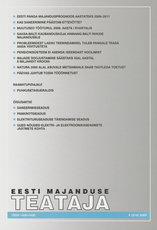 Eesti Majanduse Teataja : majandusajakiri aastast 1991 ; 5 (216) 2009
