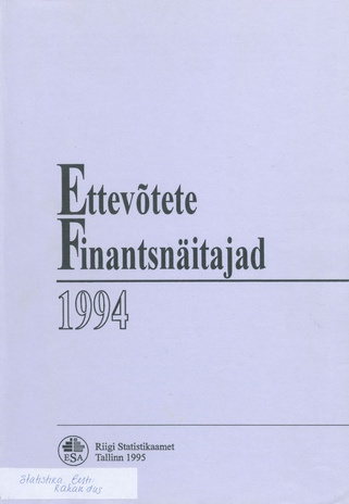 Ettevõtete finantsnäitajad 1994 ; 1995