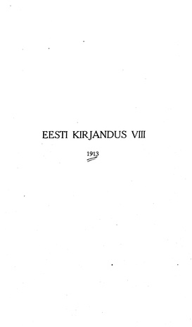 Eesti Kirjandus ; sisukord 1913