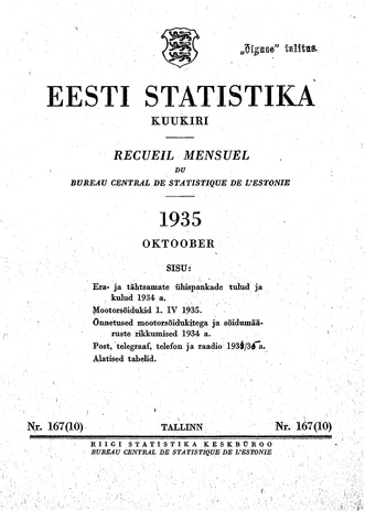 Eesti Statistika : kuukiri ; 167 (10) 1935-10