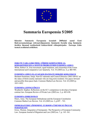 Summaria Europensia : [referaatväljaanne] ; 5 2005