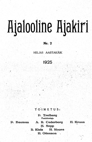 Ajalooline Ajakiri ; 2 1925