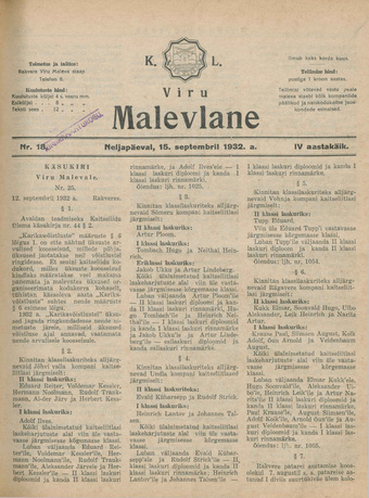 K. L. Viru Malevlane ; 18 1932-09-15