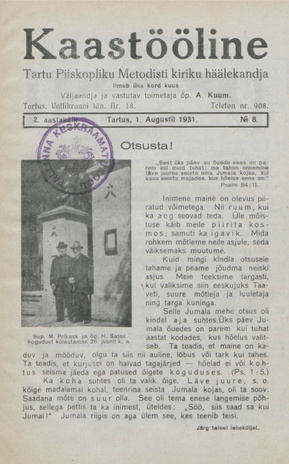Kaastööline : Tartu Ühisabi Informatsioonileht ; 8 1931-08-01