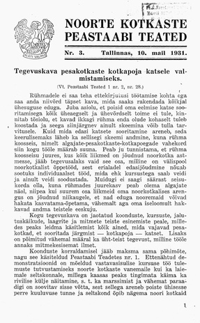 Noorte Kotkaste Peastaabi teated ; 3 1931-05-10