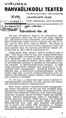 Virumaa Rahvaülikooli Teated ; 18 1938-01