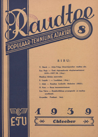 Raudtee : populaar-tehniline ajakiri ; 8 1939-10