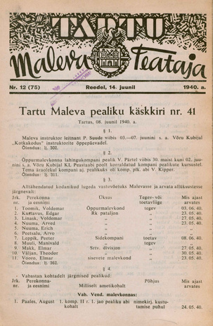 Tartu Maleva Teataja ; 12 (75) 1940-06-14