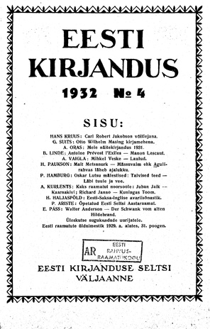 Eesti Kirjandus ; 4 1932