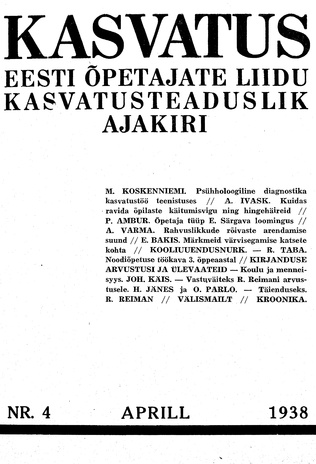 Kasvatus ; 4 1938-04
