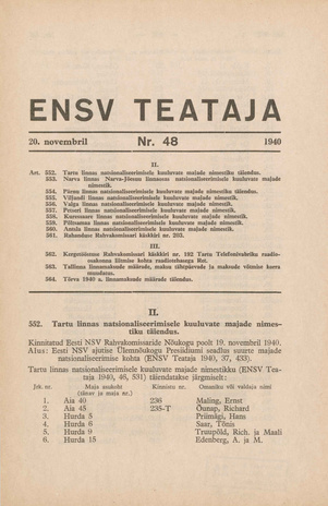 Eesti NSV Teataja ; 48 1940-11-20