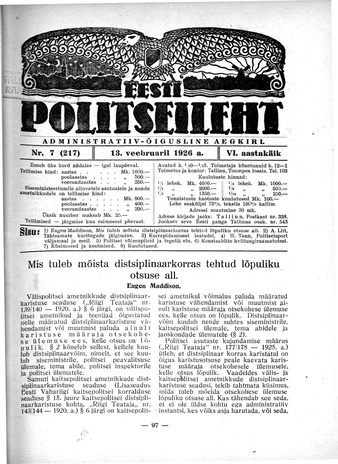 Eesti Politseileht ; 7 1926