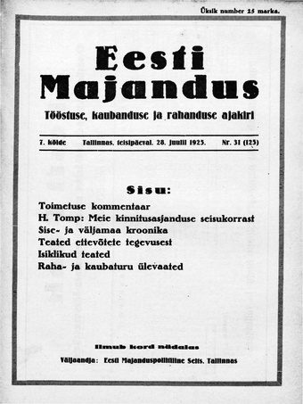 Eesti Majandus ; 31 (125) 1925-07-28