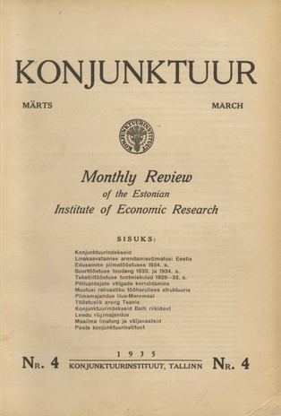 Konjunktuur : monthly review of the Estonian Institute of Economic Research ; 4 1935-03-25