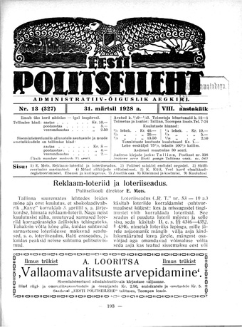 Eesti Politseileht ; 13 1928
