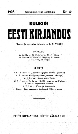 Eesti Kirjandus ; 4 1928