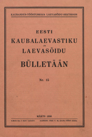 Eesti Kaubalaevastiku ja Laevasõidu Bülletään ; 15 1936-03-20
