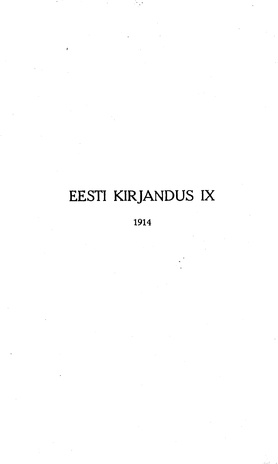 Eesti Kirjandus ; sisukord 1914