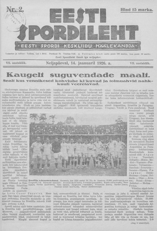 Eesti Spordileht ; 2 1926-01-14