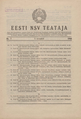 Eesti NSV Teataja ; 7 1944-11-02