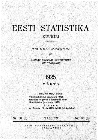 Eesti Statistika : kuukiri ; 36 (3) 1925-03