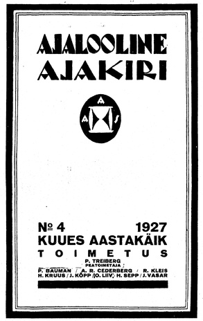 Ajalooline Ajakiri ; 4 1927