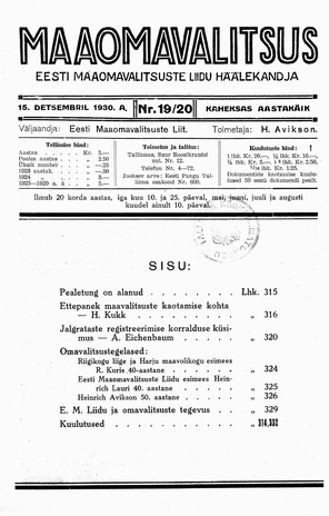 Maaomavalitsus ; 19-20 1930-12-15