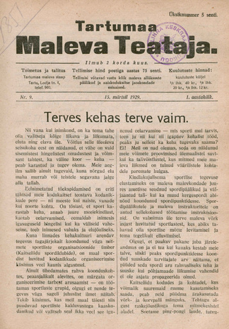 Tartumaa Maleva Teataja ; 9 1929-03-15