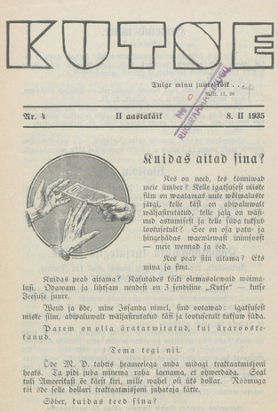 Kutse! : äratusleht linnas ja maal ; 4 1935-02-08