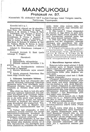 Maanõukogu protokoll nr.57 (13. oktoober 1917)