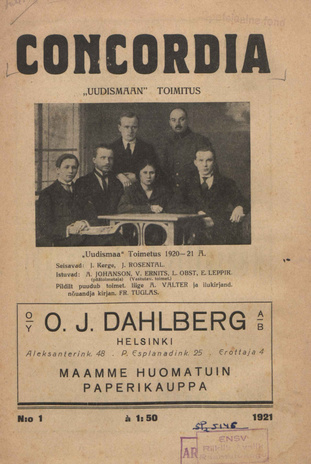 Concordia : Pohjoismaiden koulunuorison äänenkannattaja ; 1 1921