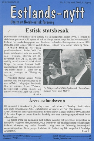 Estlands-nytt : allment tidsskrift for Estlands-interesserte ; 2 (21) 2002-05