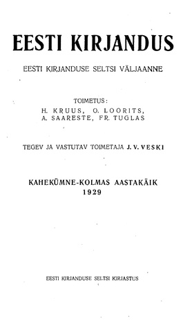 Eesti Kirjandus ; 1 1929