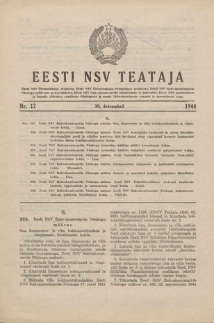 Eesti NSV Teataja ; 17 1944-12-30