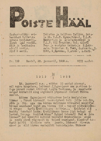 Poiste Hääl ; 139 1939-01-20