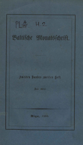 Baltische Monatsschrift ; 2 1860-06