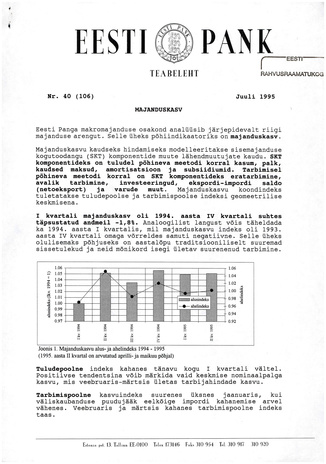 Eesti Pank : teabeleht ; 40 (106) 1995-07