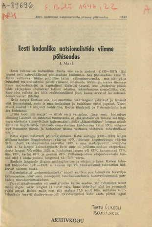 Eesti kodanlike natsionalistide viimne põhiseadus