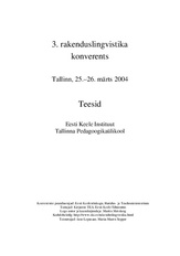 3. rakenduslingvistika konverents : Tallinn, 25. - 26. märts : teesid