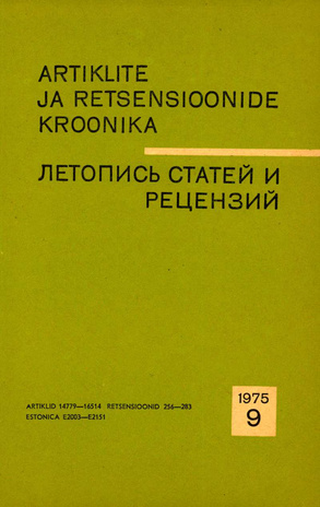 Artiklite ja Retsensioonide Kroonika = Летопись статей и рецензий ; 9 1975-09